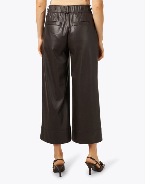 Odele Cropped Wide-Leg Brown Faux Leather Women's Pants