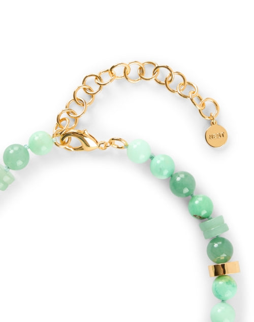 Exquisite Gold and Vibrant Green Stone Beaded Necklace for Women