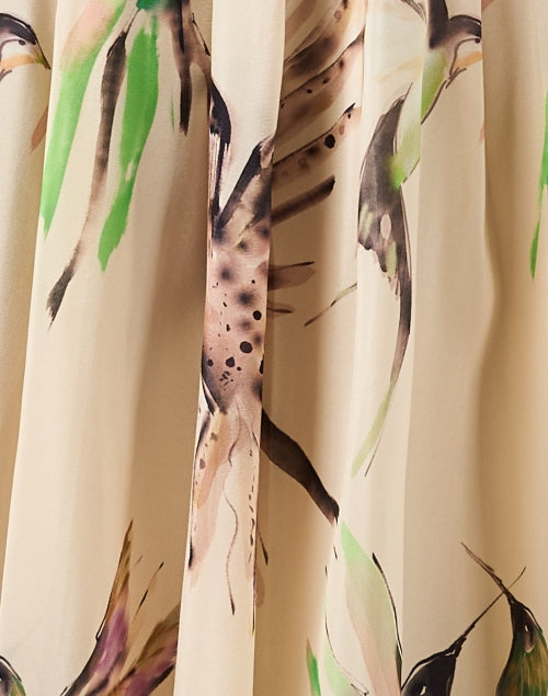 Exquisite Ivory Bird-Printed Women's Dress for All Occasions