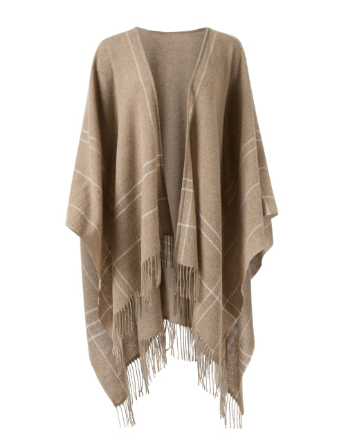 Stylish Beige and White Finely - Woven Wool Cape for Layering
