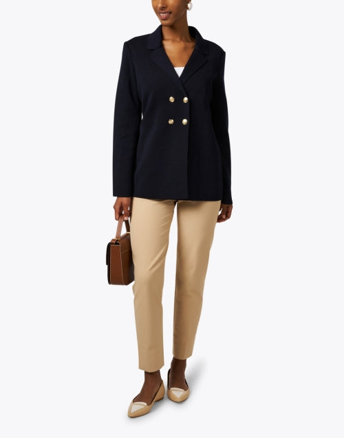 Stylish Navy Wool Double - Breasted Charente Blazer Inspired by French Nautical