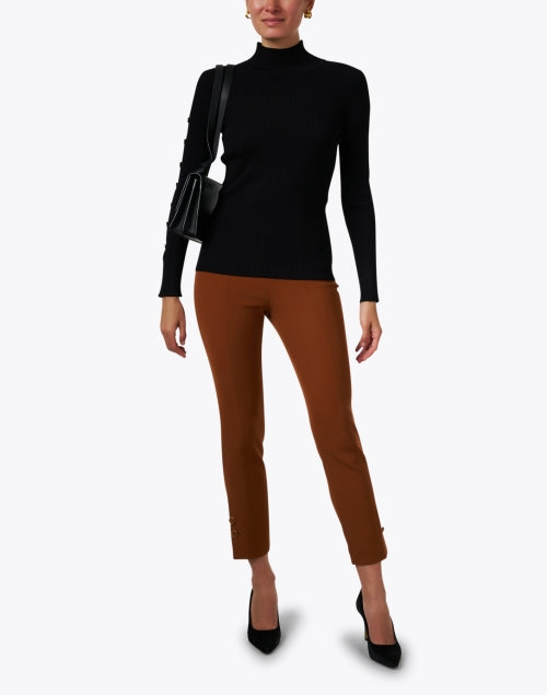 Stylish Brown Stretch Crepe Men's Trousers with Button Detail