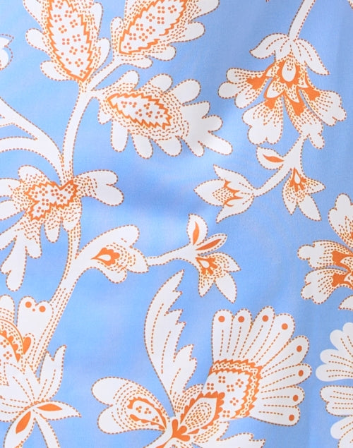 Stylish Periwinkle and Orange Floral Print Tunic Dress for Warm Weather