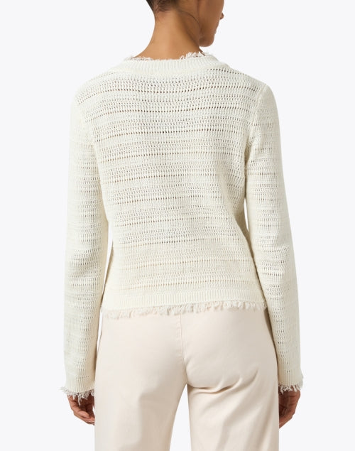 Taza Ivory-Colored Linen-Cotton Blend Women's Cardigan Sweater
