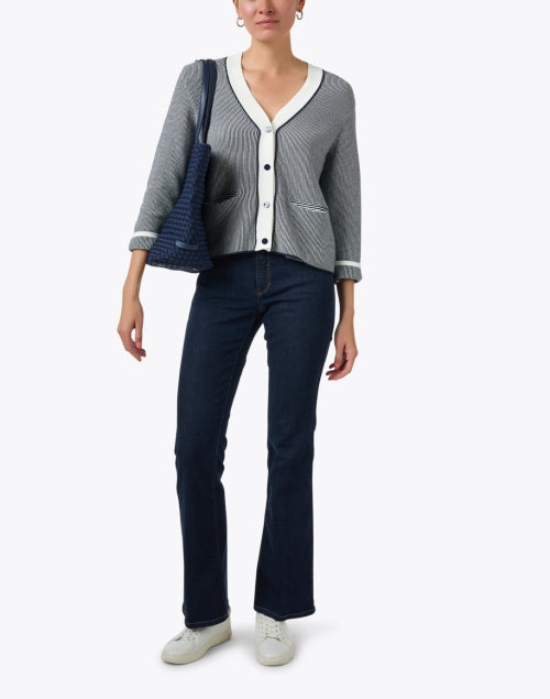 Stylish Navy and White 100% Cotton Everyday Cardigan by Saint James