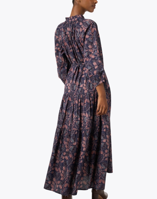 Stylish Trinidad Navy Multi - Printed Women's Cotton Dress for Versatile Wear
