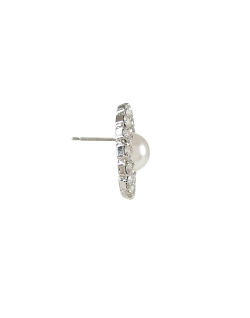 Exquisite Margalo Crystal and Large Pearl Stud Earrings