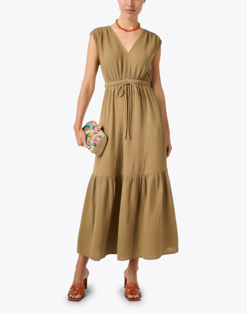 Comfortable Cotton Voile Rosalie Brown Relaxed Dress