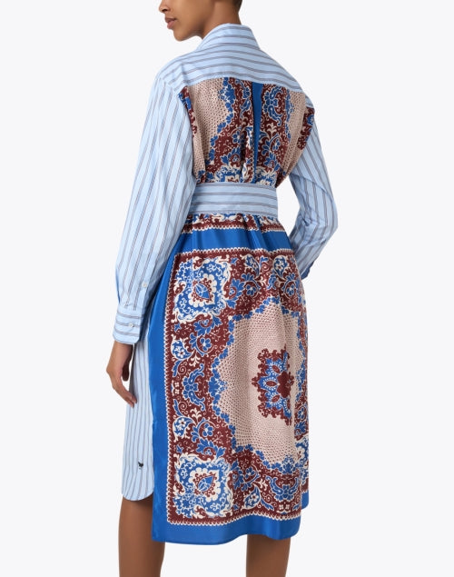 Weekend Max Mara Edipo Women's Blue Striped Silk Panel Long Shirt Dress for Stylish Occasions