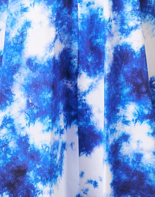 Stylish Blue Cotton Watercolor Print Shirt Dress for Spring