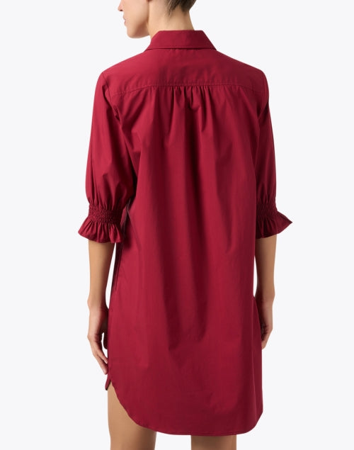 Finley's Stylish Red Cotton Blend Shirt Dress with Elbow Sleeves