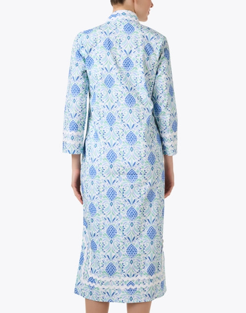 Stylish Blue Pineapple-Print Cotton Tunic Dress for Effortless Style