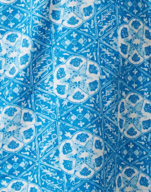 Stylish Blue and Pink Printed Women's Tunic Dress for Daily Wear