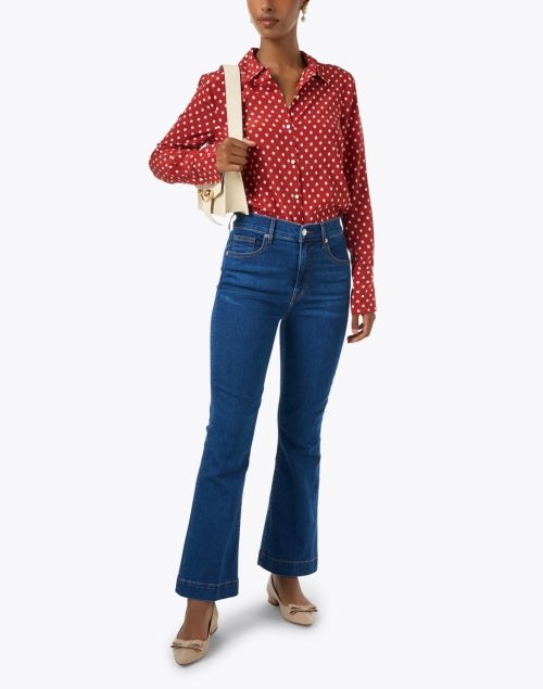 Veronica Beard Carson Blue Ankle-Length Flare Leg Stretch Denim Jeans