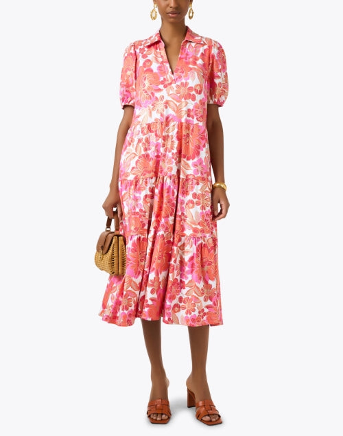 Jude Connally's Effortless Portia Vibrant Multi - Floral Print Midi Dress