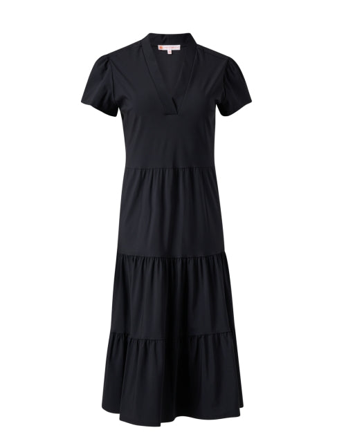 Stylish Libby Black Tiered Midi Dress for Effortless Fashion