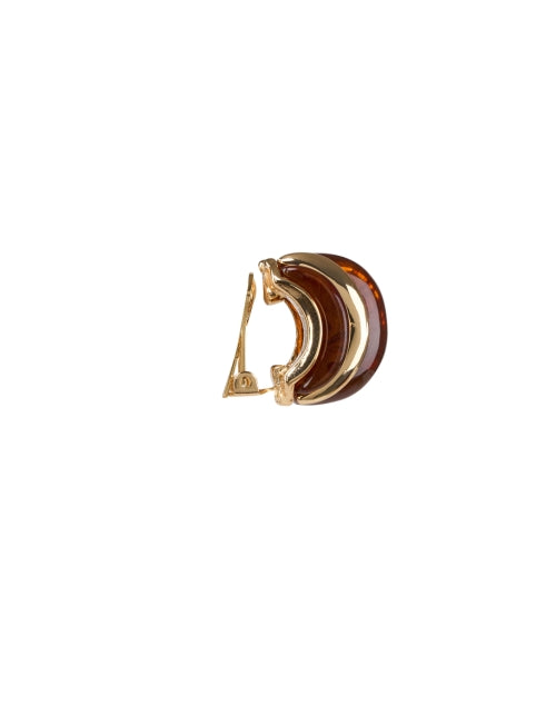 Kenneth Jay Lane Tortoise Shell Design Gold Plated Clip - on Hoop Earrings for Everyday Wear