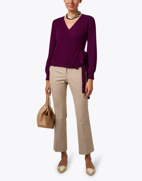 Stylish Carla Brown Checked Flare Leg Ankle-length Women's Pants
