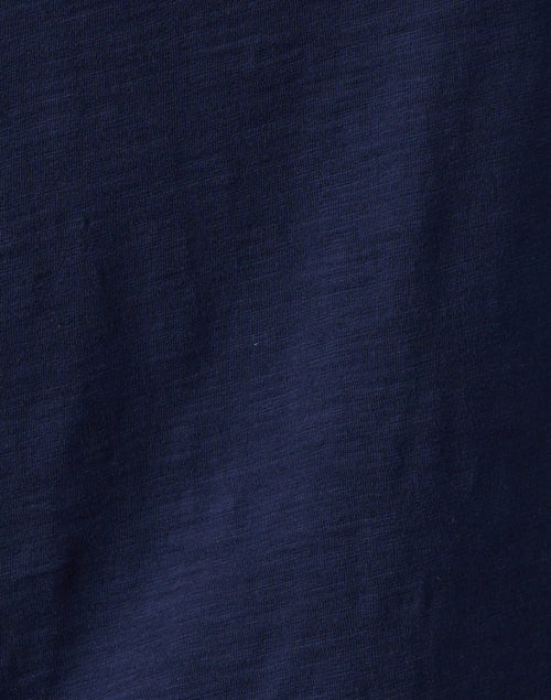 Navy-Colored 100% Cotton Mesh Striped Casual Top