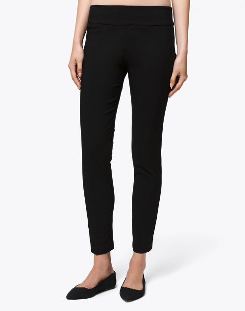 Black Stretchable Control-Fit Ankle-Fit Women's Pull-On Pants