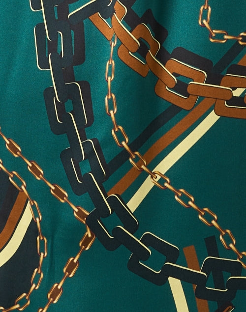 Stylish Green Chain Print Women's Mini Shirt Dress