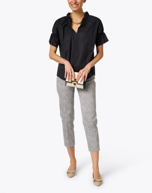 Crosby Loose-Fit Black Silky Cotton Blend Poplin Top for Workweek