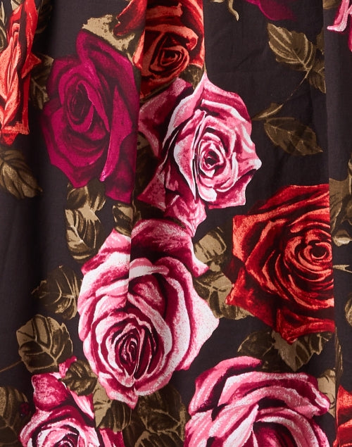 Stunning Audrey Pink Rose Patterned Cotton Stretch Women's Shirt Dress