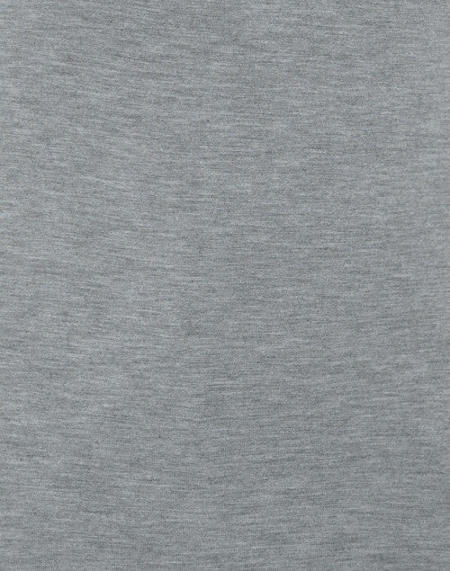Luxurious Grey Stretch Viscose Long-Sleeved Crew Neck Women's Top
