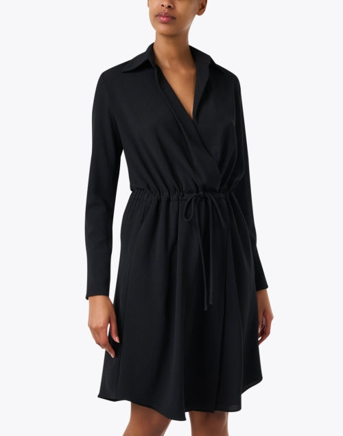 Stylish Adjustable-Waist Black Wrap-Style Shirt Dress by Emporio Armani