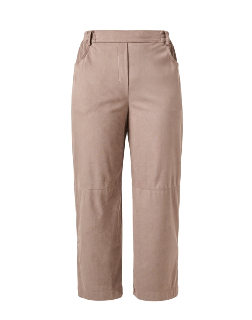 Stylish Taupe Faux Suede Wide-Leg Pull-On Pants