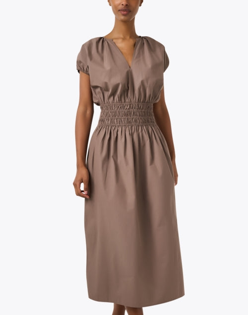 Stylish Mina Taupe Cotton Blend Midi Dress by Brochu Walker