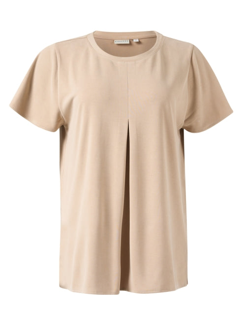 Tan-colored Pleated Knitted Women's Top for Weekend Wear