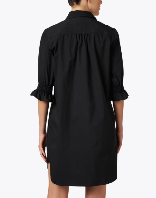 Stylish Miller Black Cotton Blend Shirt Dress with Elbow Sleeves