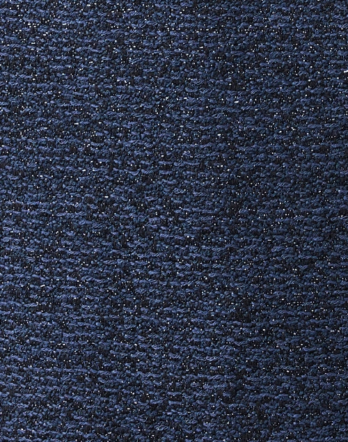 Stylish Blue Lurex Trimmed Tweed Blazer for a Refined Look