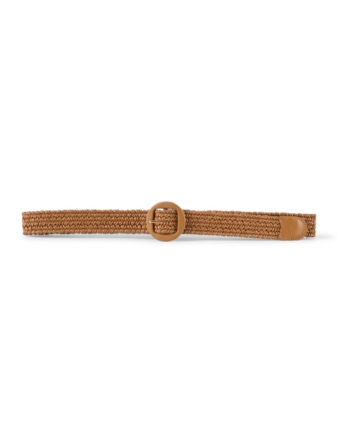 Gavazzeni's Stylish Brown Woven Leather Belt with Modern Round Buckle
