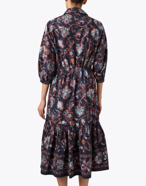 Stylish Hutton Women's Black Multi-Printed Cotton Shirt-Style Dress