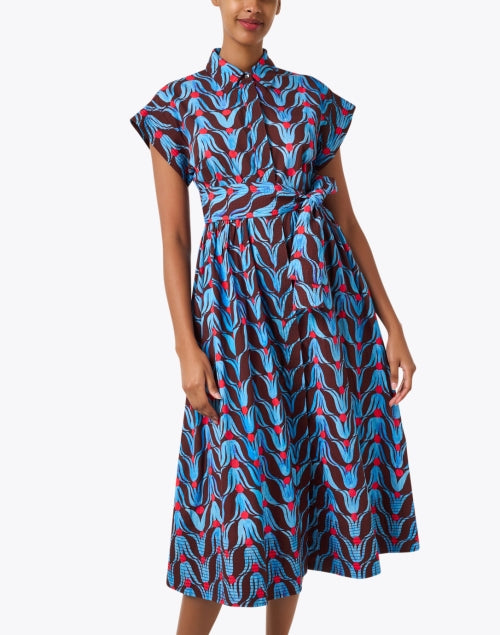 Multicolored Tulip Patterned Women's Shirt Dress