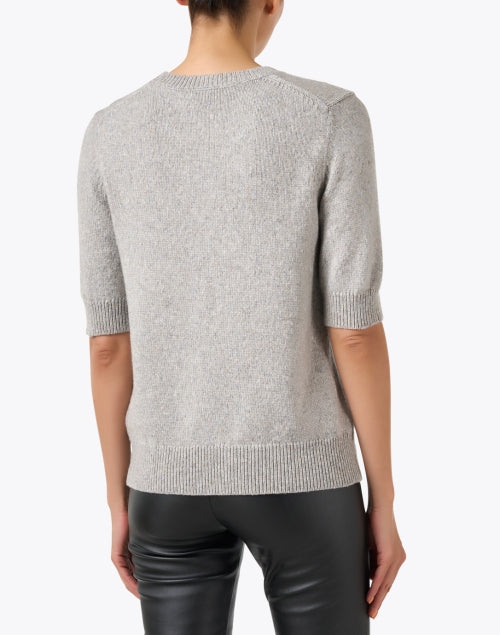 Elegant Grey Quarter - Sleeve Knit Sweater for Versatile Styling