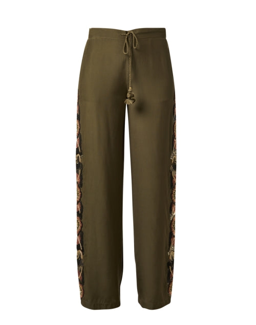 Theodora Silk Wide - Leg Green Pants for Warm Days