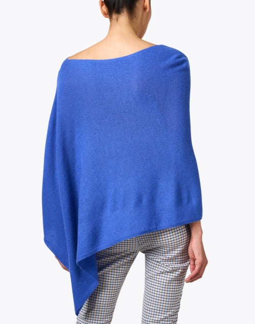 Stunning Royal Blue Cashmere Poncho-Style Ruana for Cool Weather