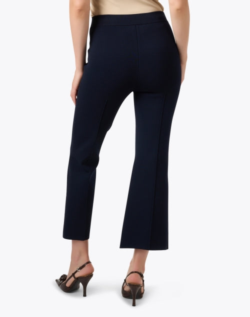 Rene Flare Leg Navy Knit Stretch Blend Pants