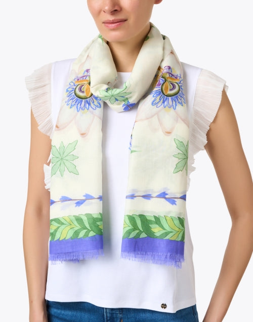 Hawn Branded Multi - Colored Pineapple Print Cotton and Silk Fashion Scarf