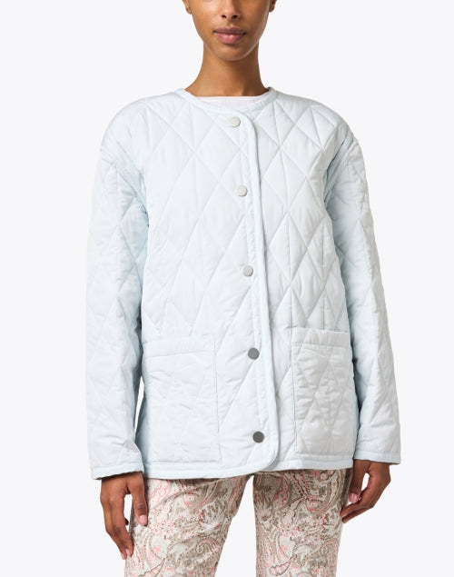 Reversible Coral and Ice Blue Water-Resistant Quilted Fashion Jacket