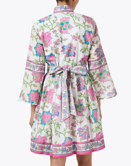 Elegant Elle White Floral-Print Mini Dress with Stand Collar