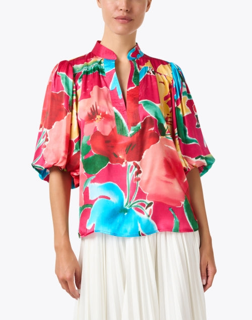 Dani Luxury Multi - Floral Silk Blouse for Versatile Style