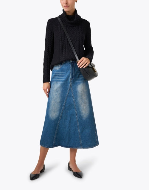 Stylish Distressed Blue A-Line Denim Skirt for Fashionable Weekend