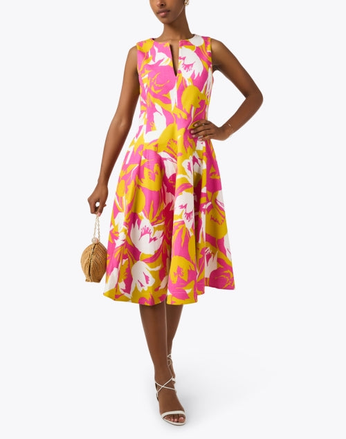 Sara Roka Mamie Stretch Cotton Dress with Vibrant Floral Print