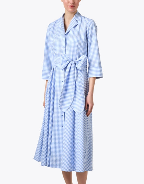 Stylish Blue Checkered Shirt-Style Dress for Women