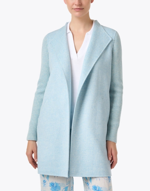 Stunning Surf Blue Wool and Cashmere Blend Women's Winter Coat