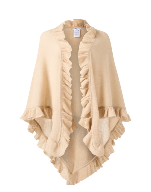 Beige Cashmere Signature Women's Ruffle Shawl for Cool Weather